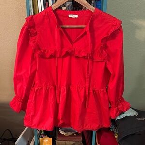 JODIFL Scarlet Ruffle Long Sleeve Blouse